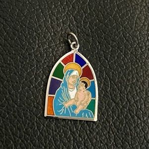 Sterling Silver pendant Virgin Mary baby Jesus